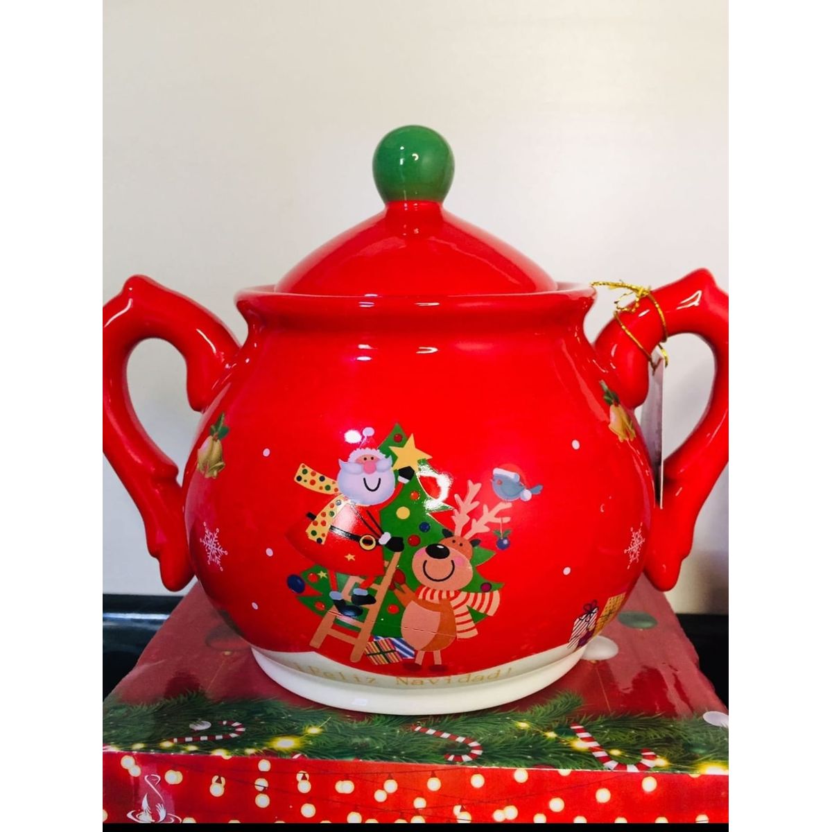 Azucarera Rojo con diseño Navideño, marca GENERICO - Foto Principal