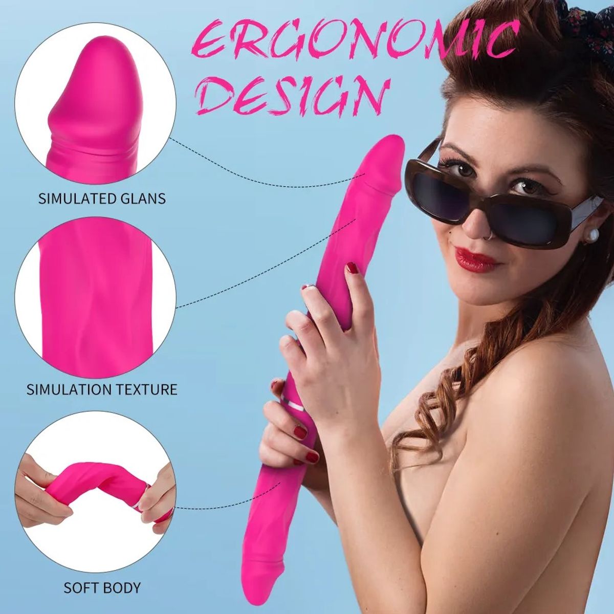 DR PINKY - Dildo Vibrador Cici 35 x 3.3cm Consolador Doble con Control