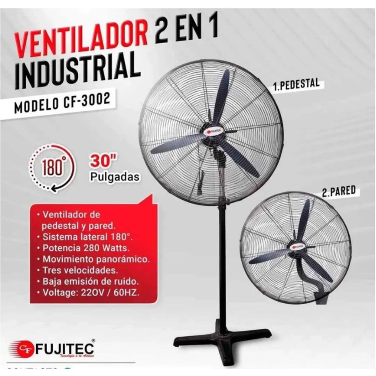 FUJITEC - VENTILADOR INDUSTRIAL   2 EN 1 FUJITEC  DE 30"  CF- 3002