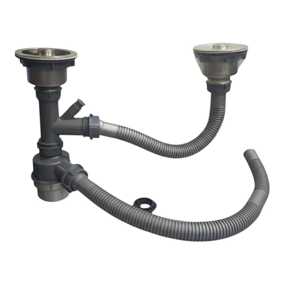 GENERICO - Sifon Desagüe y Trampa Doble para Lavadero Multifuncional Premium Gris Oscuro