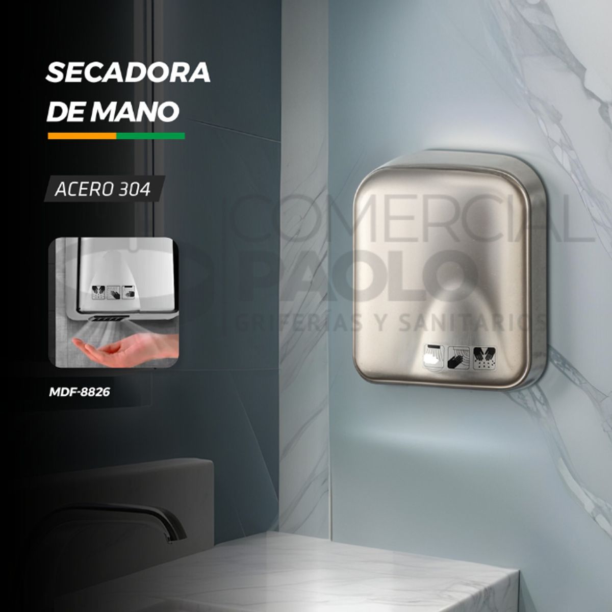FRATELLI - SECADORA DE MANO DE ACERO INOXIDABLE MDF-8826