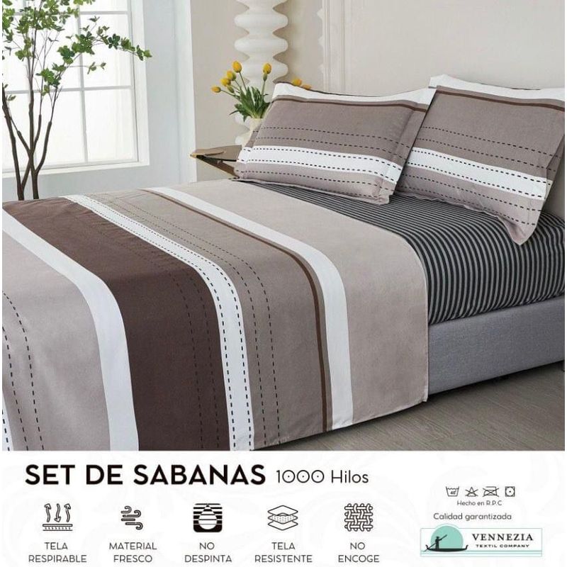 VENECIA - Set de SABANAS + Fundas - EUROPEO 2 Pz 100% Algodón