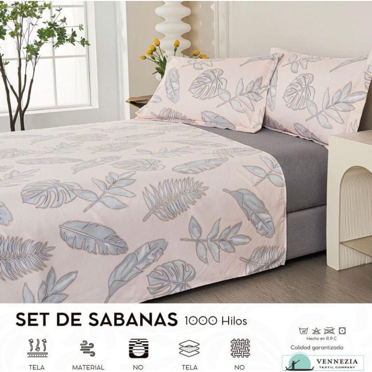 VENECIA - Set de SABANAS + Fundas - EUROPEO 2 Pz 100% Algodón