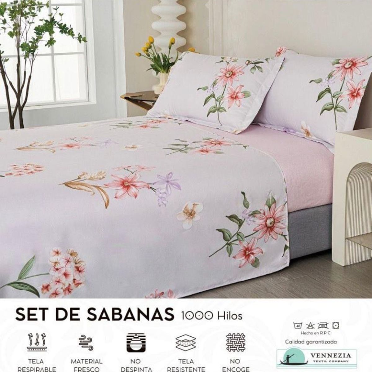 VENECIA - Set de SABANAS + Fundas - EUROPEO 2 Pz 100% Algodón