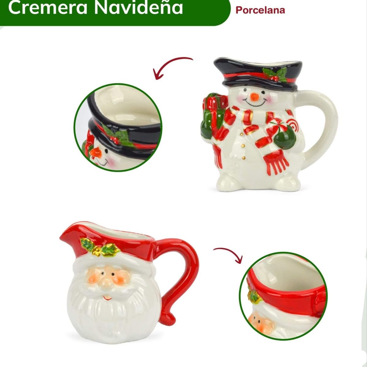 GENERICO - Jarra Cremera de Porcelana modo Navideño