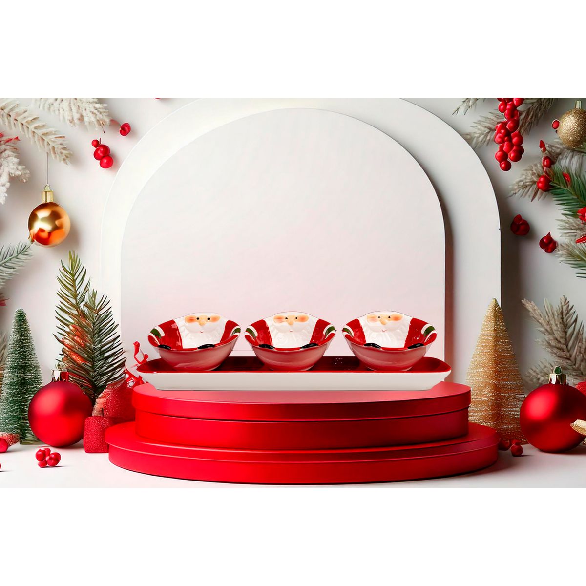 GENERICO - Bandeja salsera Navideña con 3 divisiones