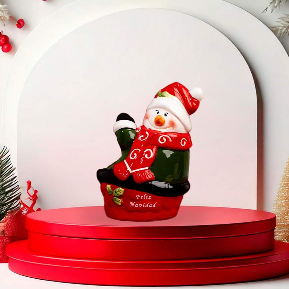 GENERICO - Portavino Navideño con Diseño Muñeco de Nieve