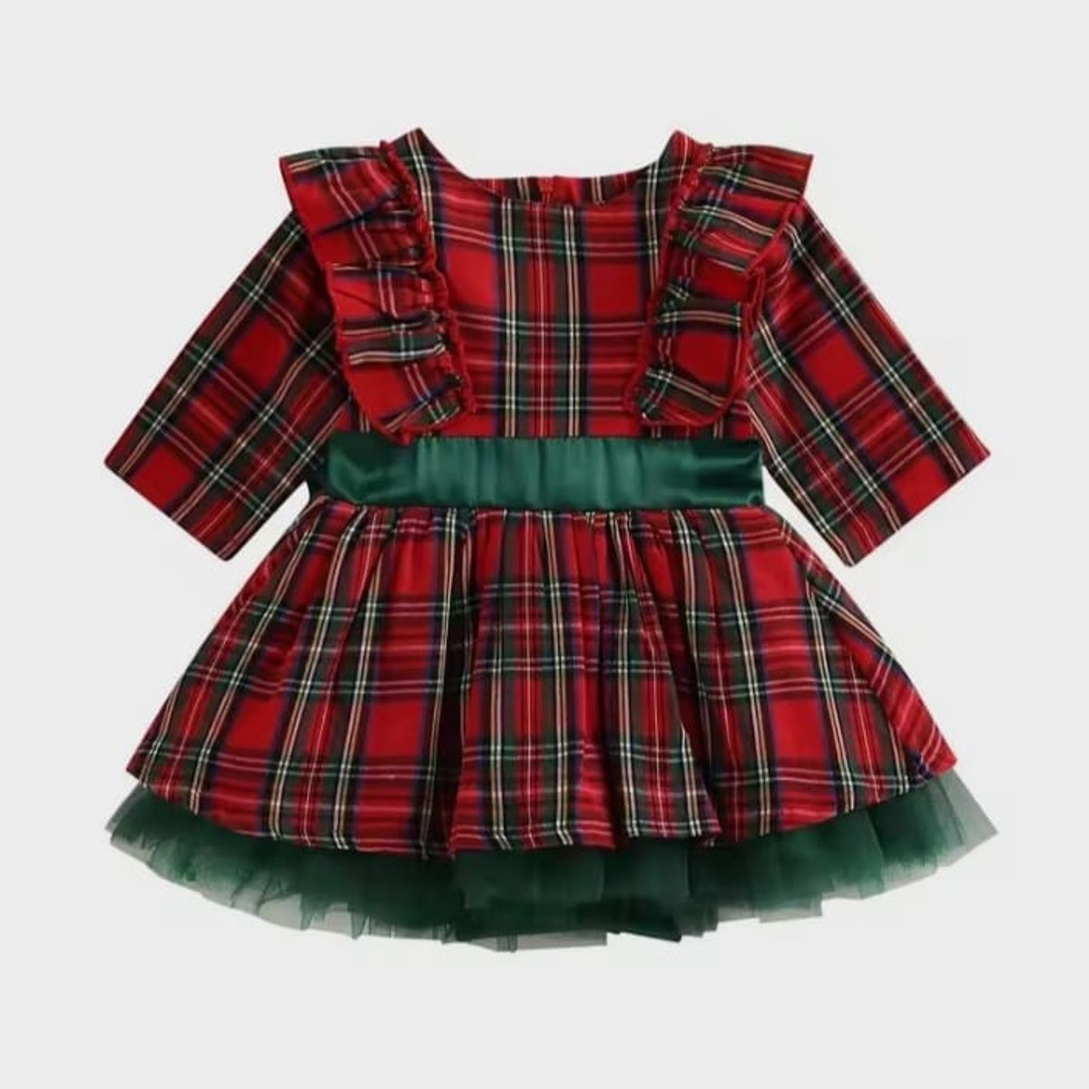 GENERICO - VESTIDO NAVIDEÑO TUL VERDE NIÑA TALLA 8