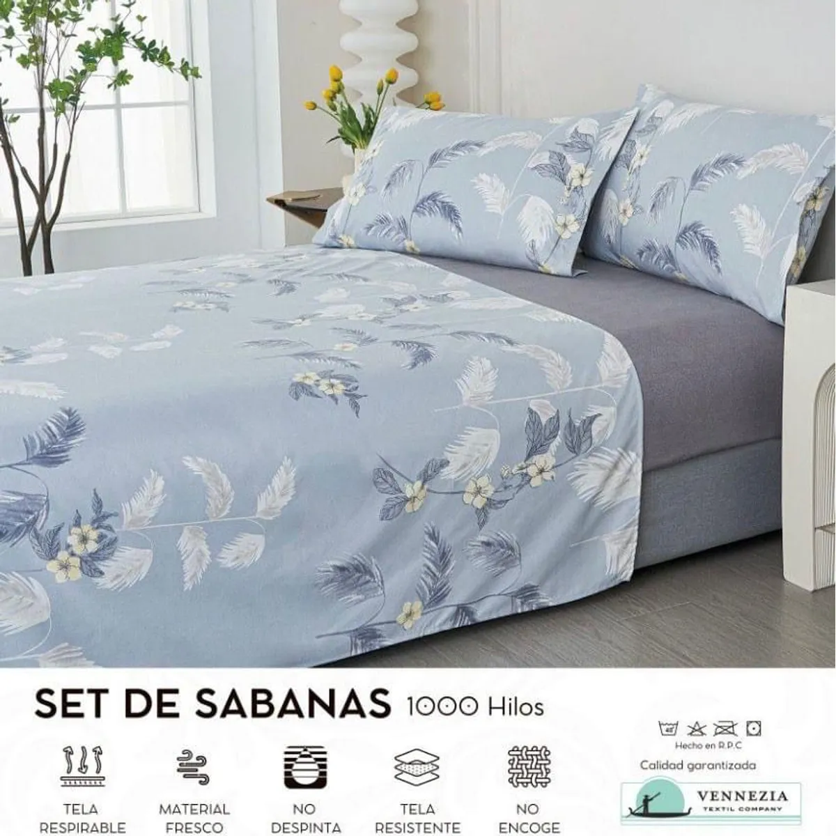 VENECIA - Set de SABANAS + Fundas - EUROPEO 2 Pz 100% Algodón