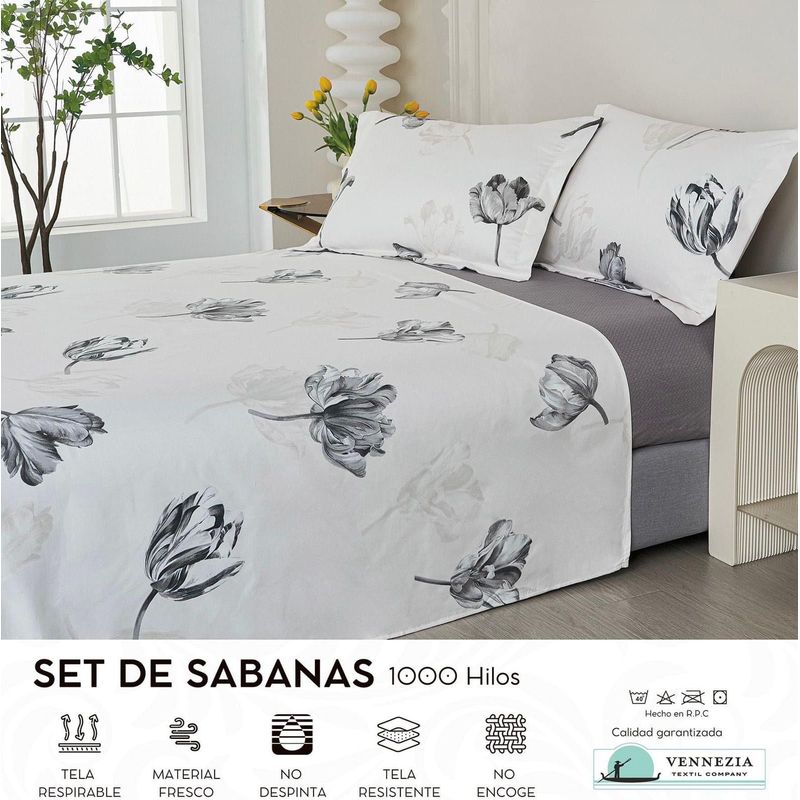 VENECIA - Set de SABANAS + Fundas - EUROPEO 2 Pz 100% Algodón