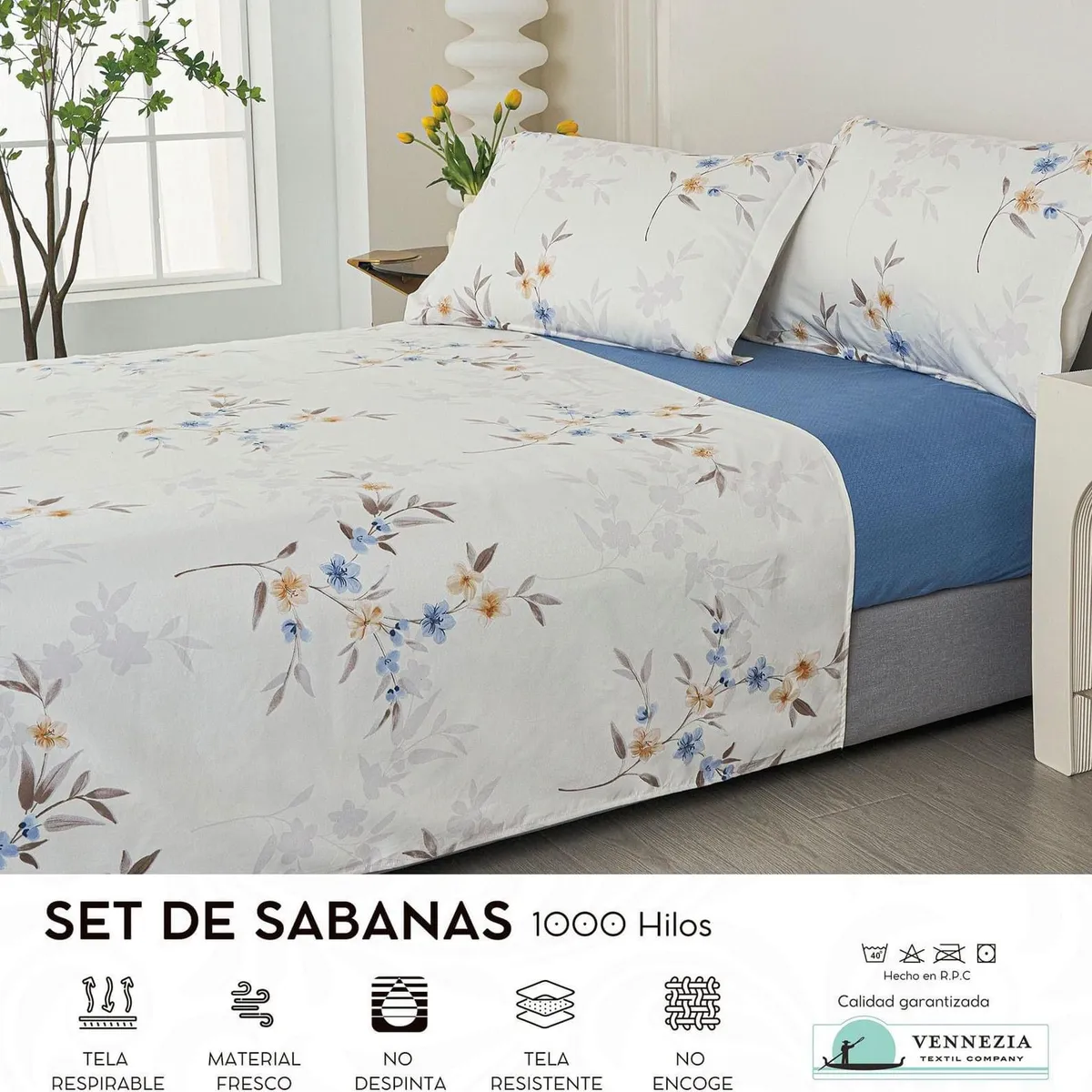 VENECIA - Set de SABANAS + Fundas - EUROPEO 2 Pz 100% Algodón