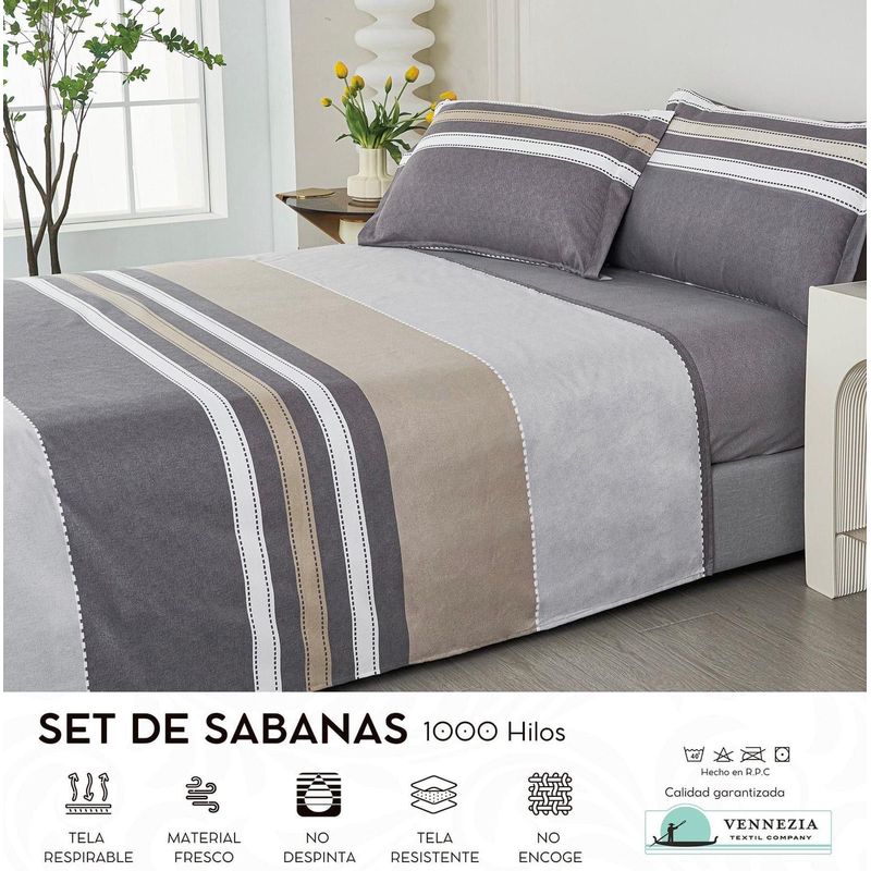 VENECIA - Set de SABANAS + Fundas - EUROPEO 2 Pz 100% Algodón