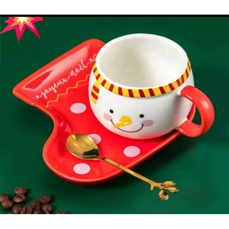 GENERICO - Taza Navideña con plato y cucharita