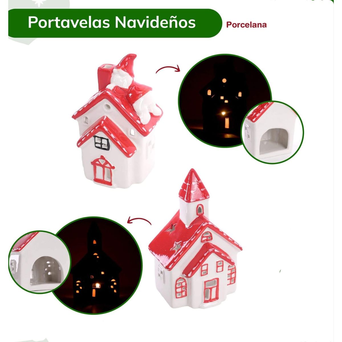 GENERICO - Porta vela navideña de cerámica