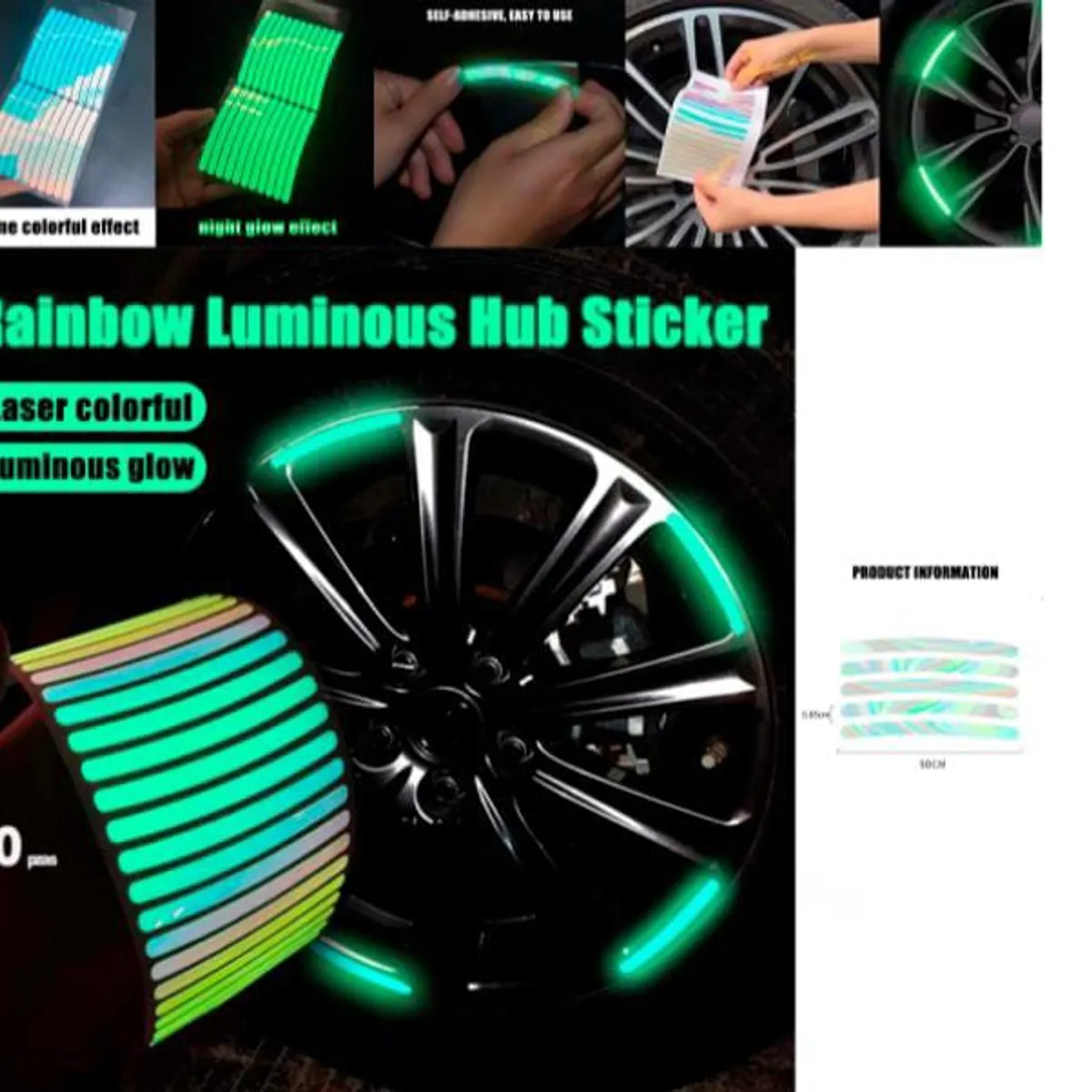 GENERICO - Pegatina Reflectante de colores   para Rueda de coche