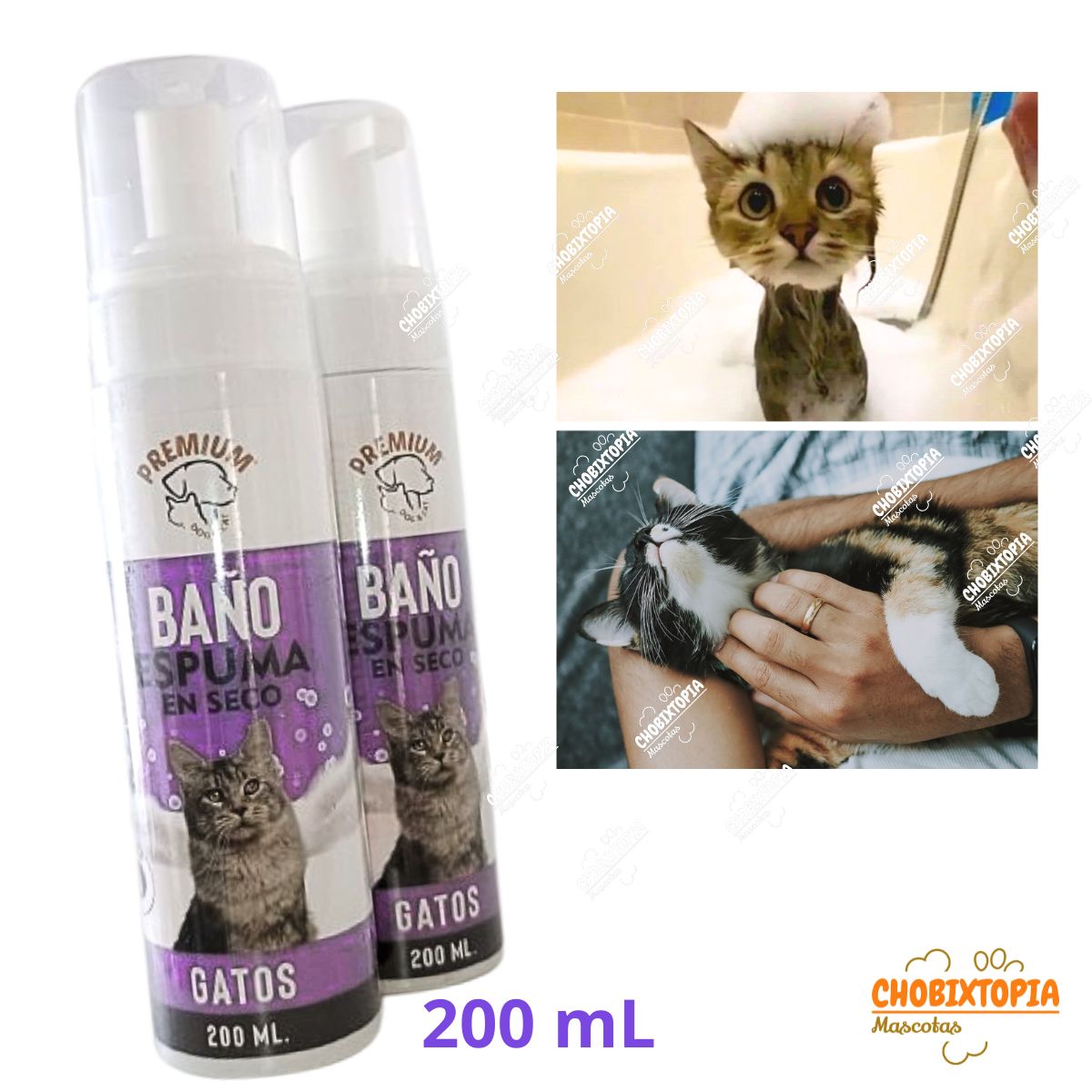 GENERICO - ESPUMA BAÑO EN SECO PREMIUM PARA GATOS 200 ML