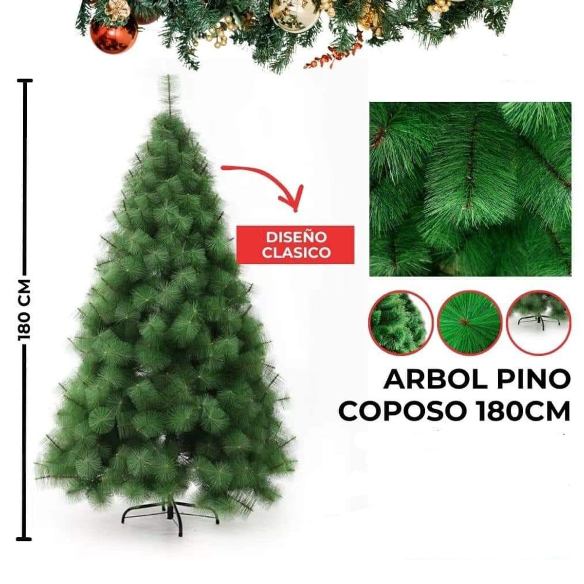 GENERICO - Árbol de Navidad Frondoso Pino Coposo 1.80 M