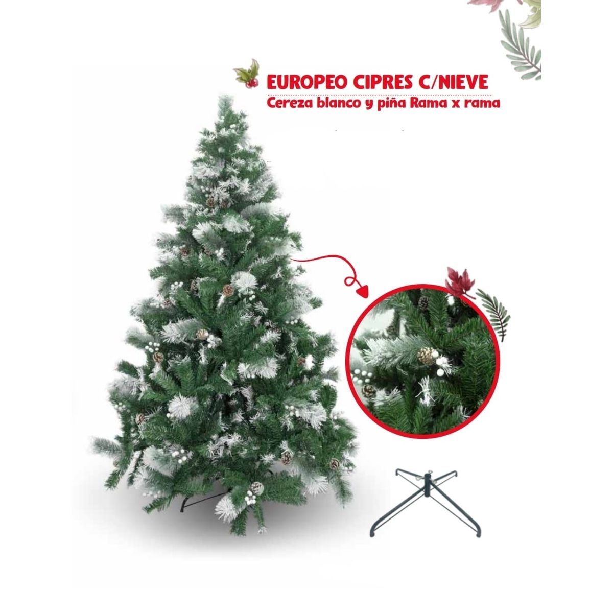 GENERICO - Árbol de Navidad Cipres con Nieve 1.80 M Rama x Rama