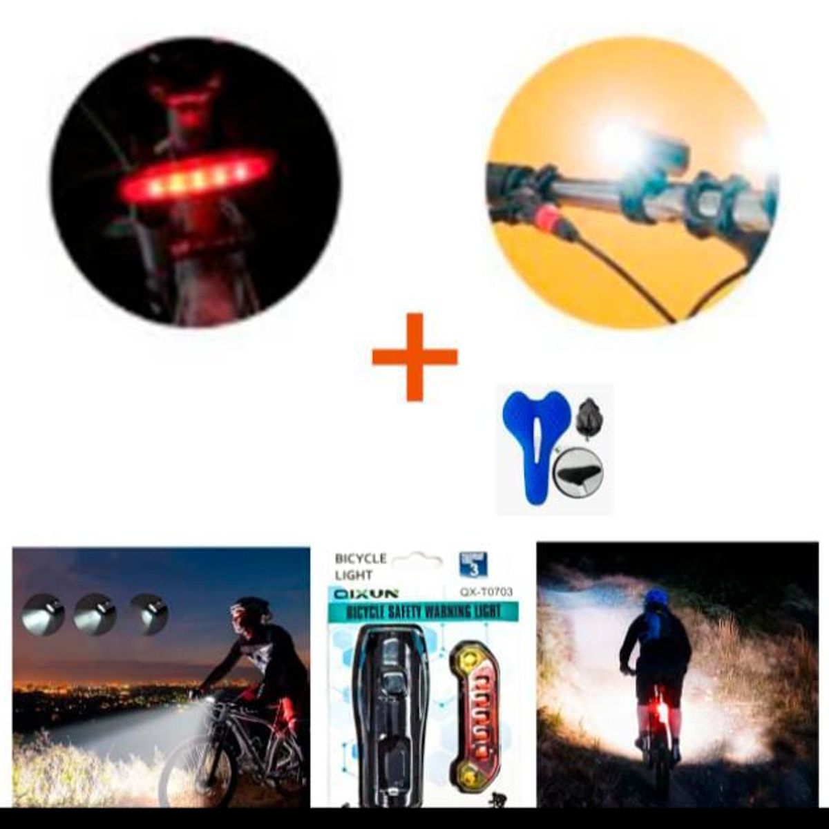 GENERICO - Kit luces leds frontal y trasera recargable