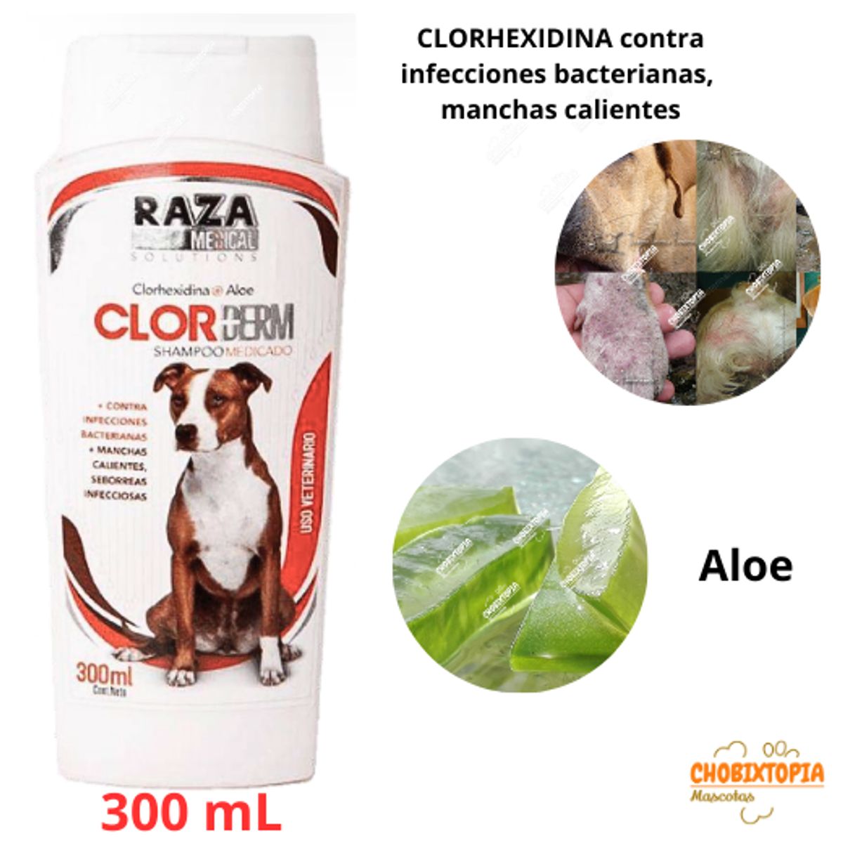 GENERICO - SHAMPOO RAZA MEDICADO PARA PERRO CLORDERM X 300 ML