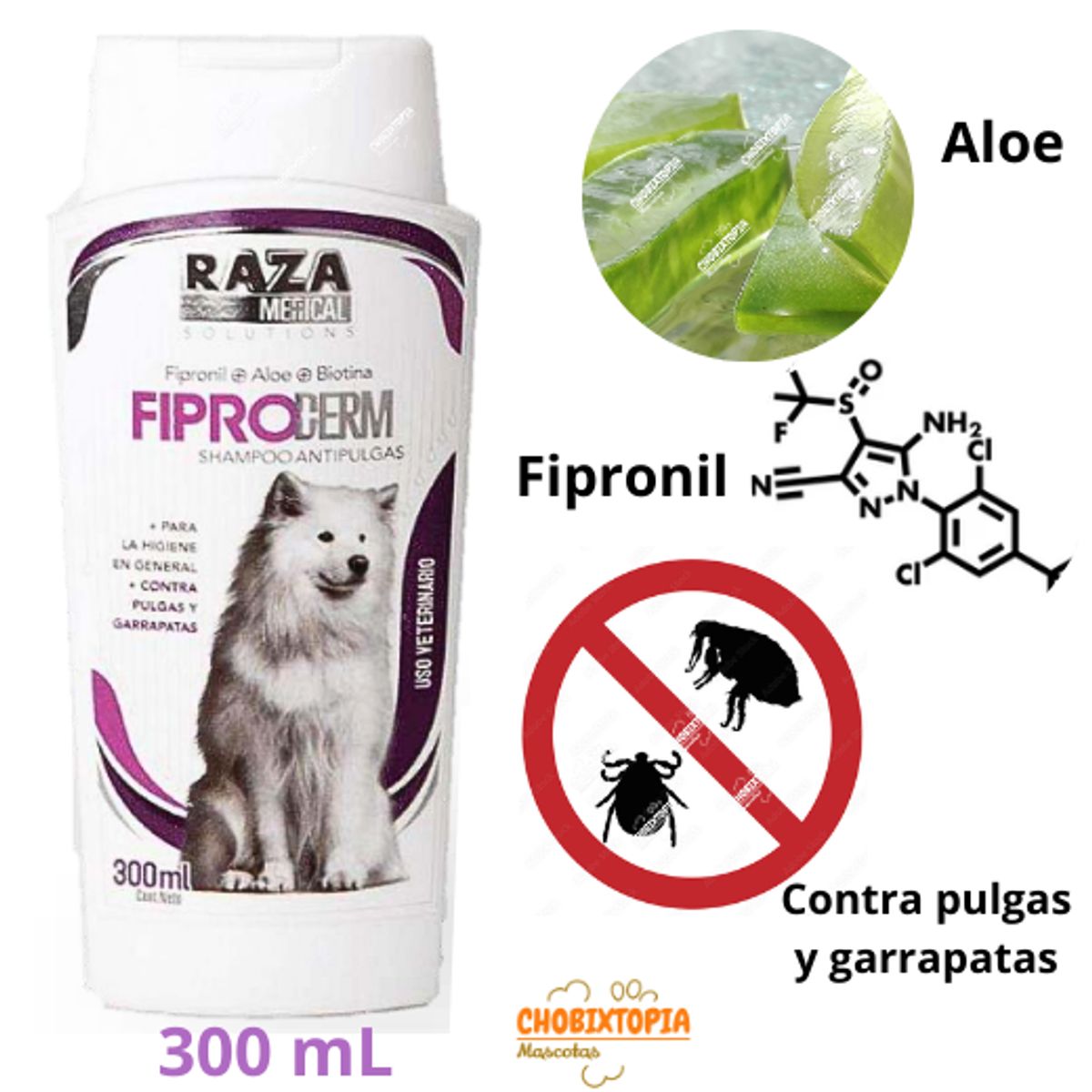 GENERICO - SHAMPOO RAZA MEDICADO PARA PERRO FIPRODERM X 300 ML
