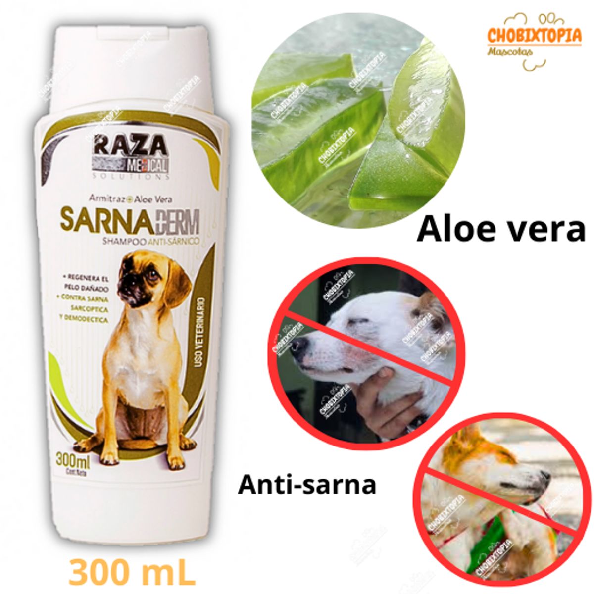 GENERICO - SHAMPOO MEDICADO PARA PERRO SARNADERM X 300 ML - RAZA