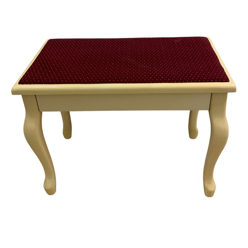 GENERICO - BANQUETA DE MADERA CON ALMADILLA DE TELA COLOR VINO