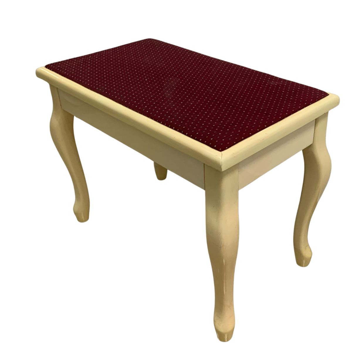 GENERICO - BANQUETA DE MADERA CON ALMADILLA DE TELA COLOR VINO