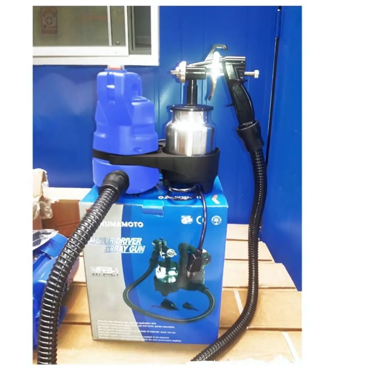 GENERICO - Mini compresora para pintar 450W Mod Wfes-1-azul