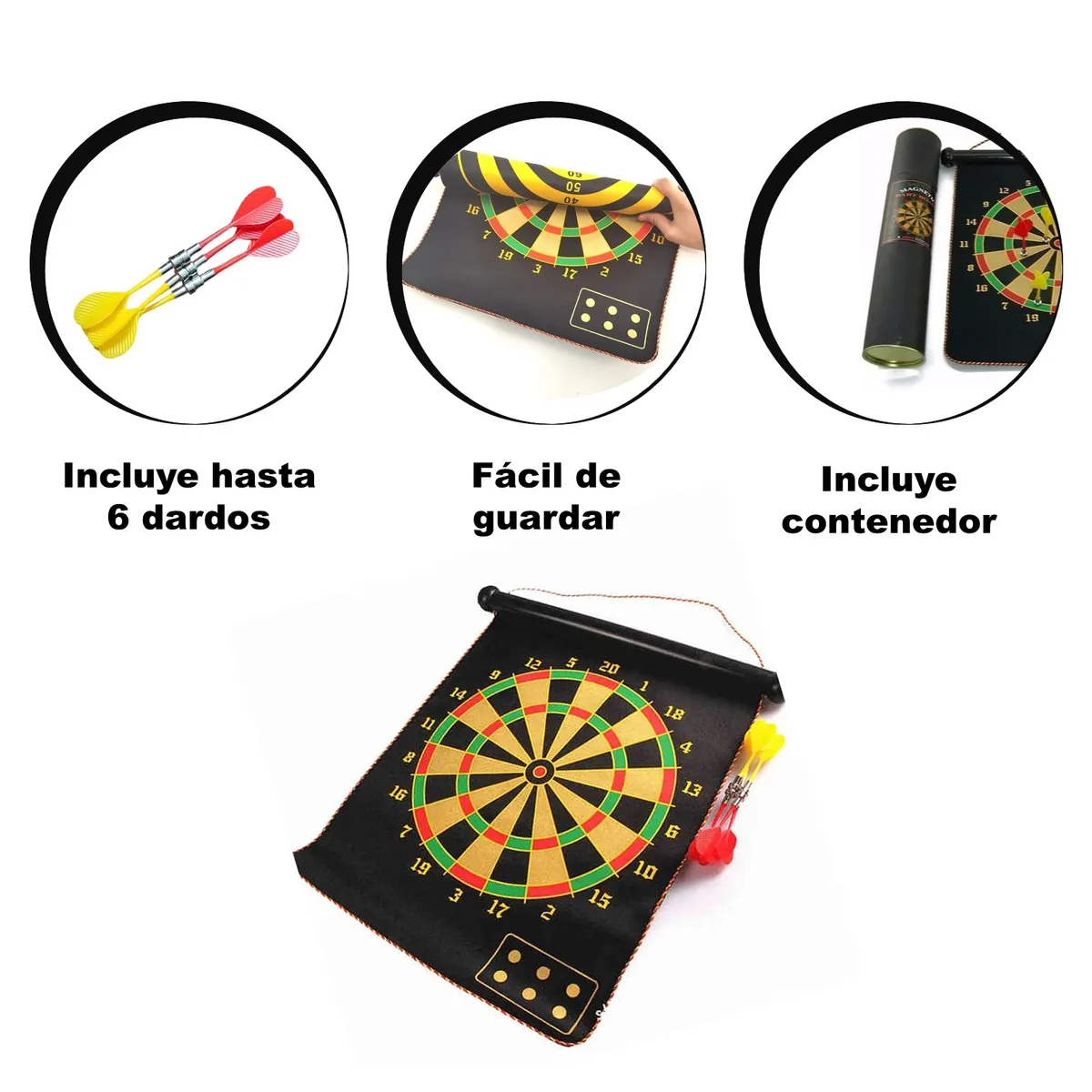 GENERICO - JUEGO DE DARDOS IMANTADOS 6 PCS  – REVERSIBLE