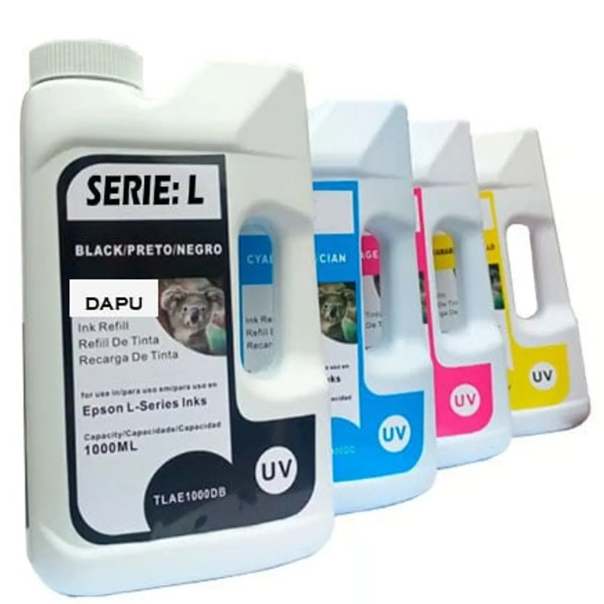 GENERICO - Pack Tinta Compatible Litro Uv Para Epson Negro Cian Magenta Amarillo