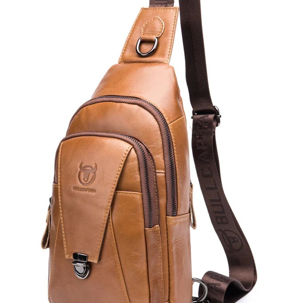 BULLCAPTAIN - BullCaptain - Mochila cruzada de Cuero XB-110-BR - Marrón