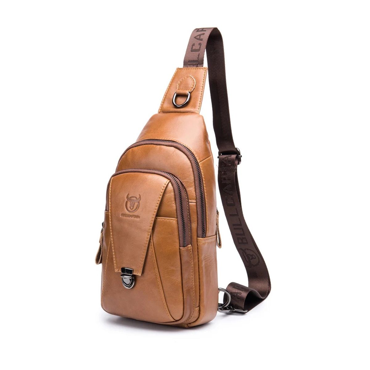 BULLCAPTAIN - BullCaptain - Mochila cruzada de Cuero XB-110-BR - Marrón