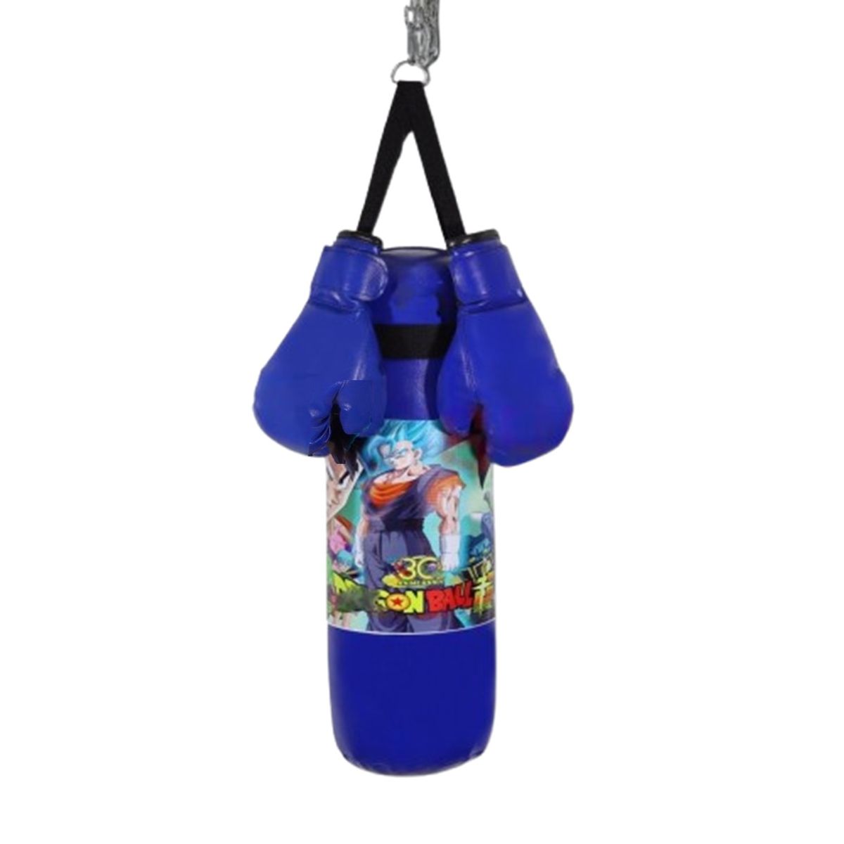 GENERICO - SACO DE BOX INFANTIL CON PAR DE GUANTES AZUL MAS RELLENO