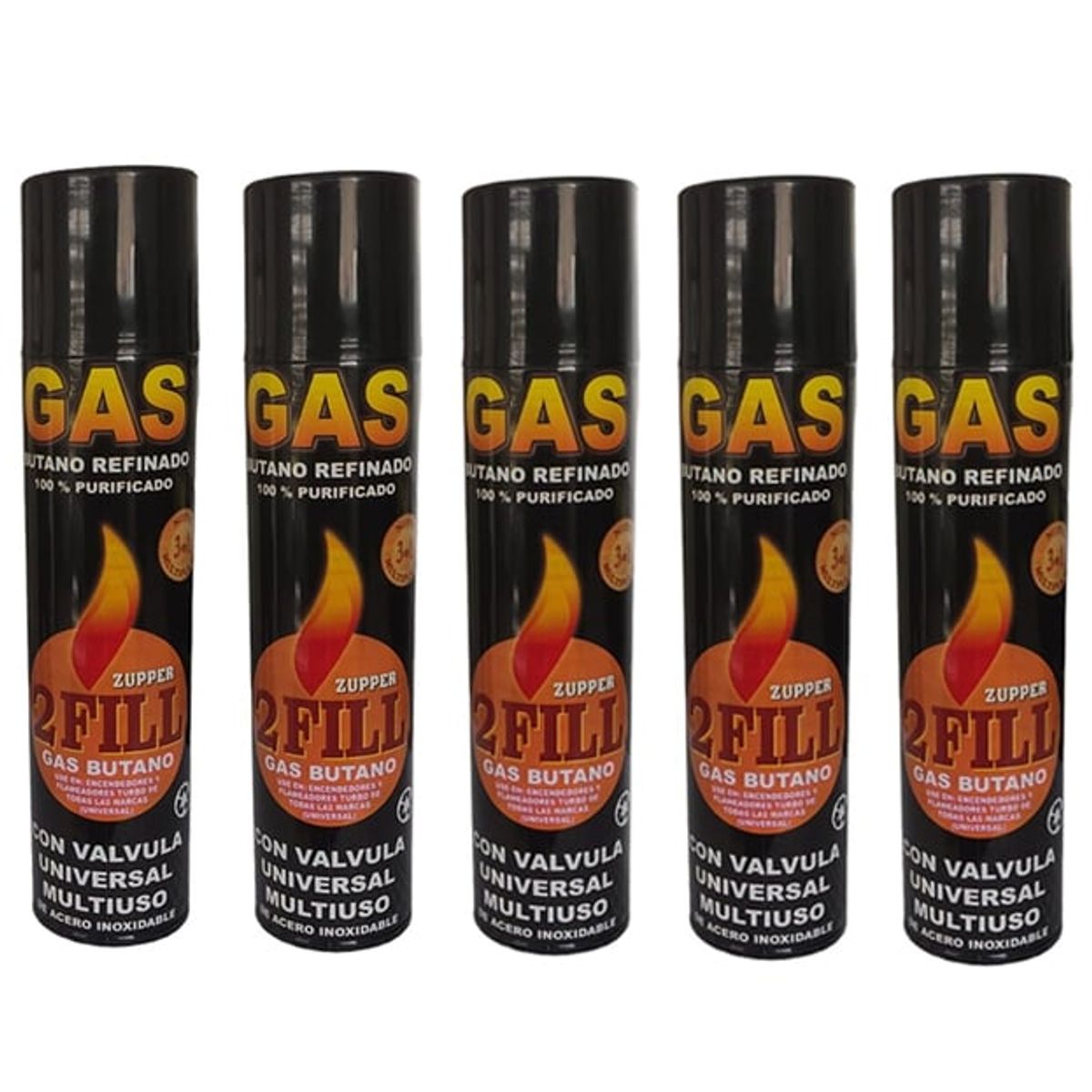 GENERICO - 5 Gas Butano Ultra Refinado Recarga Todo Tipo Encendedores