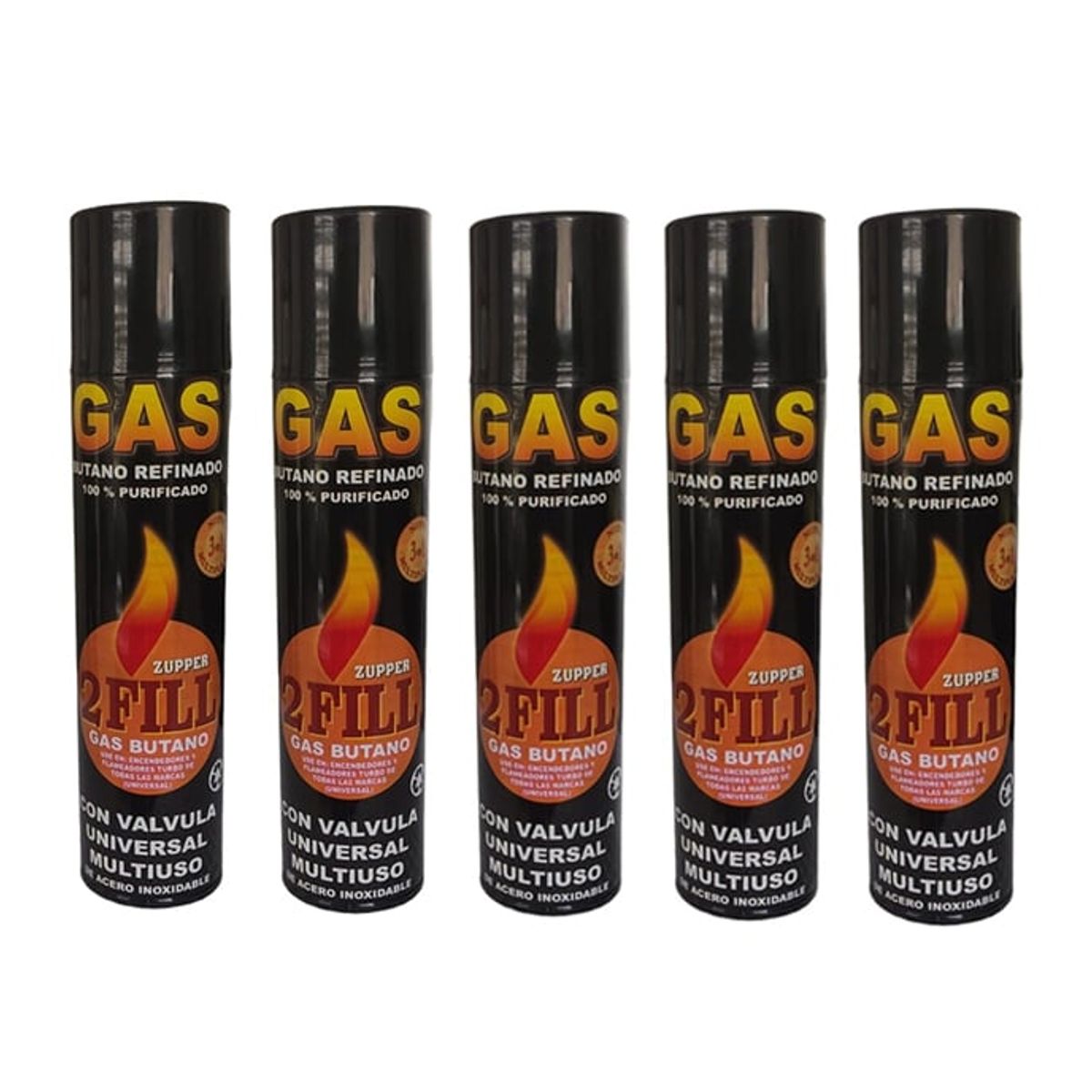 GENERICO - 5 Gas Butano Ultra Refinado Recarga Todo Tipo Encendedores