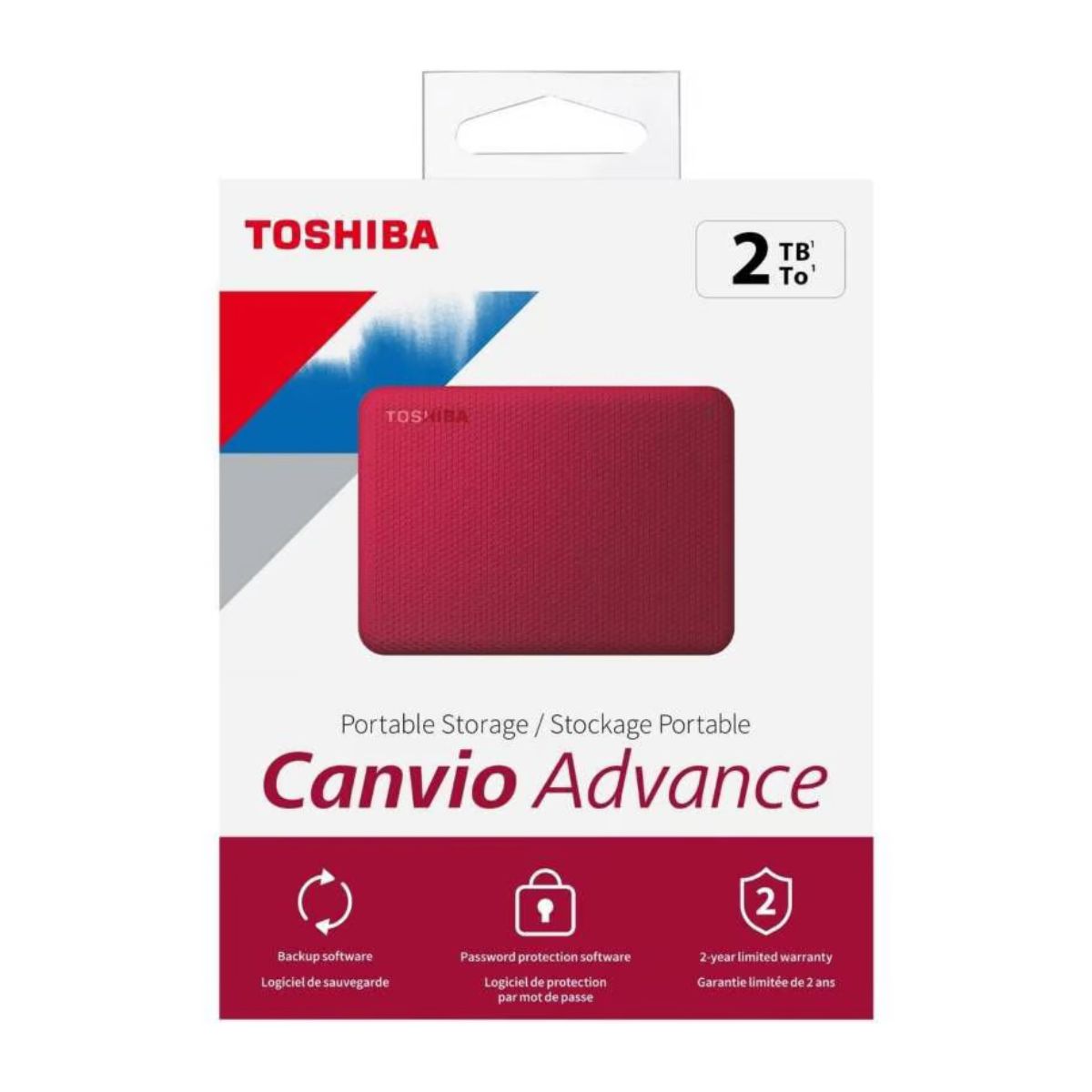 TOSHIBA - Disco Duro Externo Toshiba Canvio Advance 2TB - Rojo - Portátil