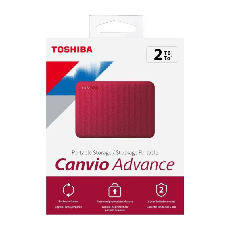 TOSHIBA - Disco Duro Externo Toshiba Canvio Advance 2TB - Rojo - Portátil