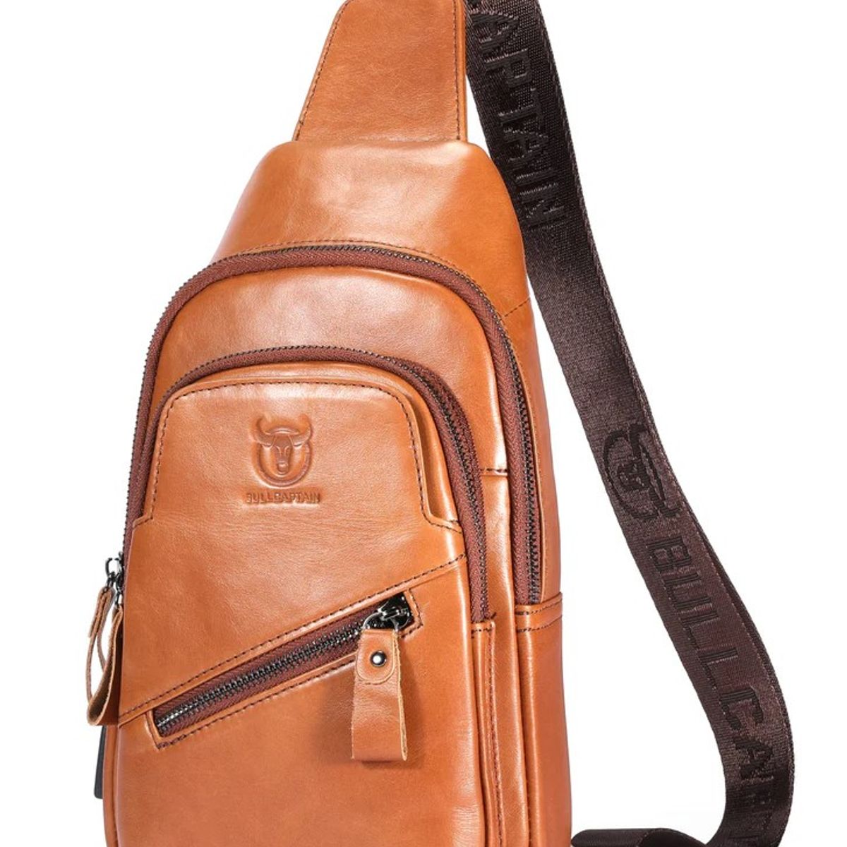 BULLCAPTAIN - BullCaptain - Mochila cruzada de Cuero XB-127-BR - Marrón