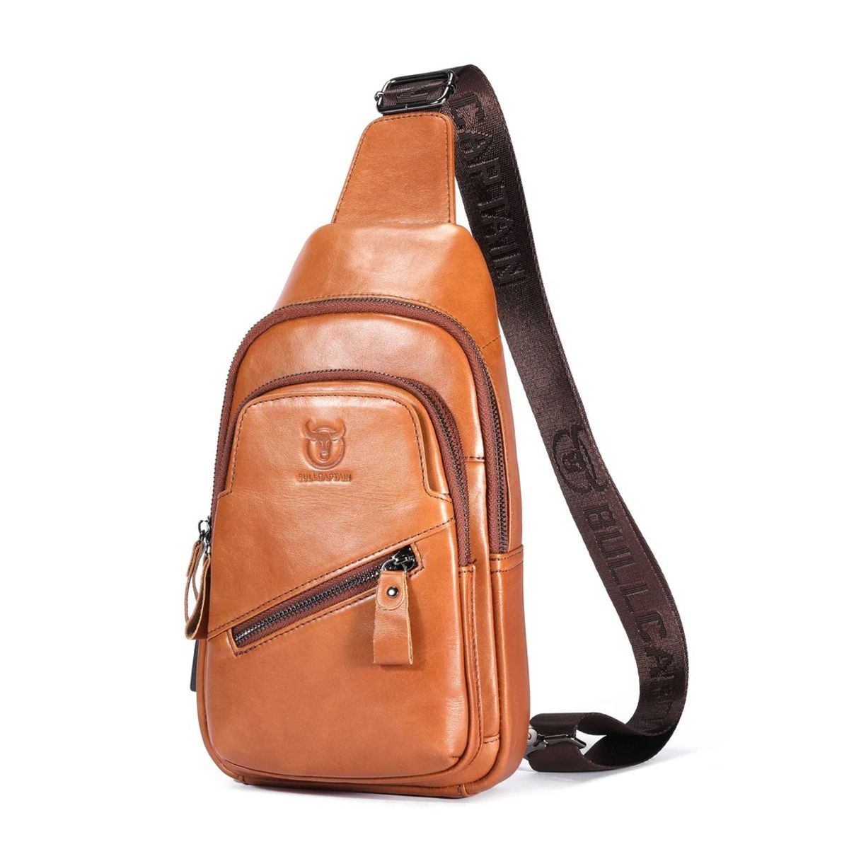 BULLCAPTAIN - BullCaptain - Mochila cruzada de Cuero XB-127-BR - Marrón