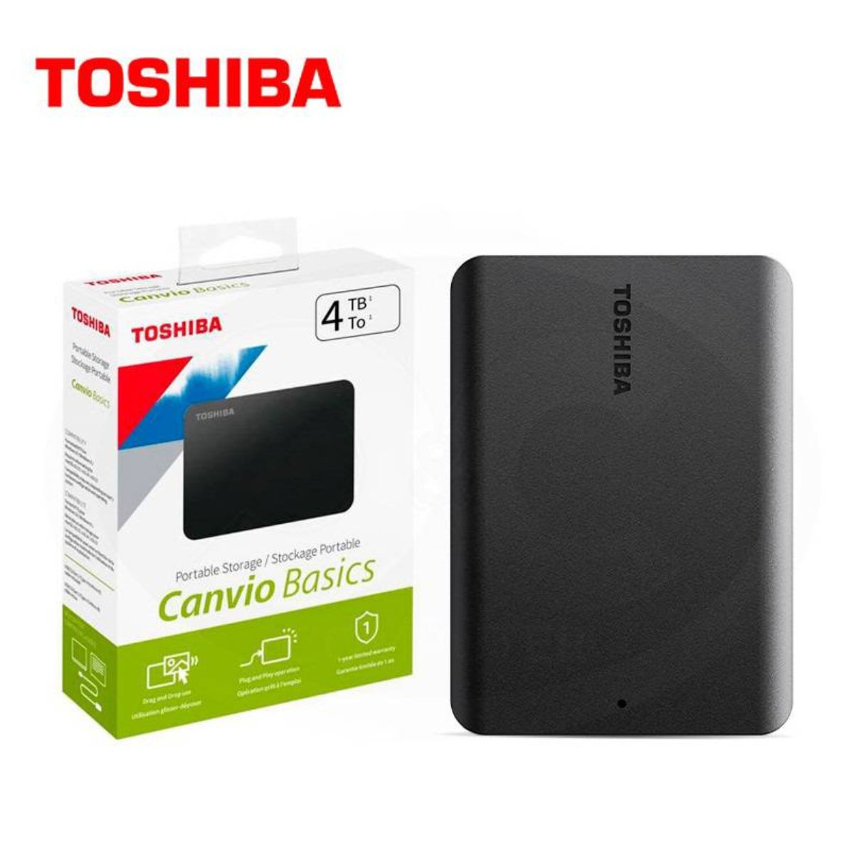 TOSHIBA - Disco Duro Externo Toshiba Canvio Basics 4TB - Negro Mate - Portátil