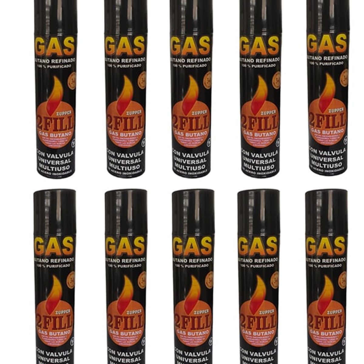 GENERICO - 10 Gas Butano Ultra Refinado Recarga Todo Tipo Encendedores