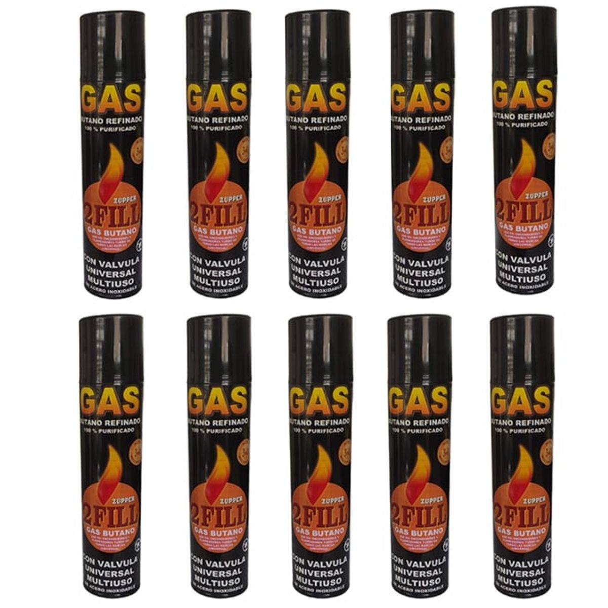 GENERICO - 10 Gas Butano Ultra Refinado Recarga Todo Tipo Encendedores