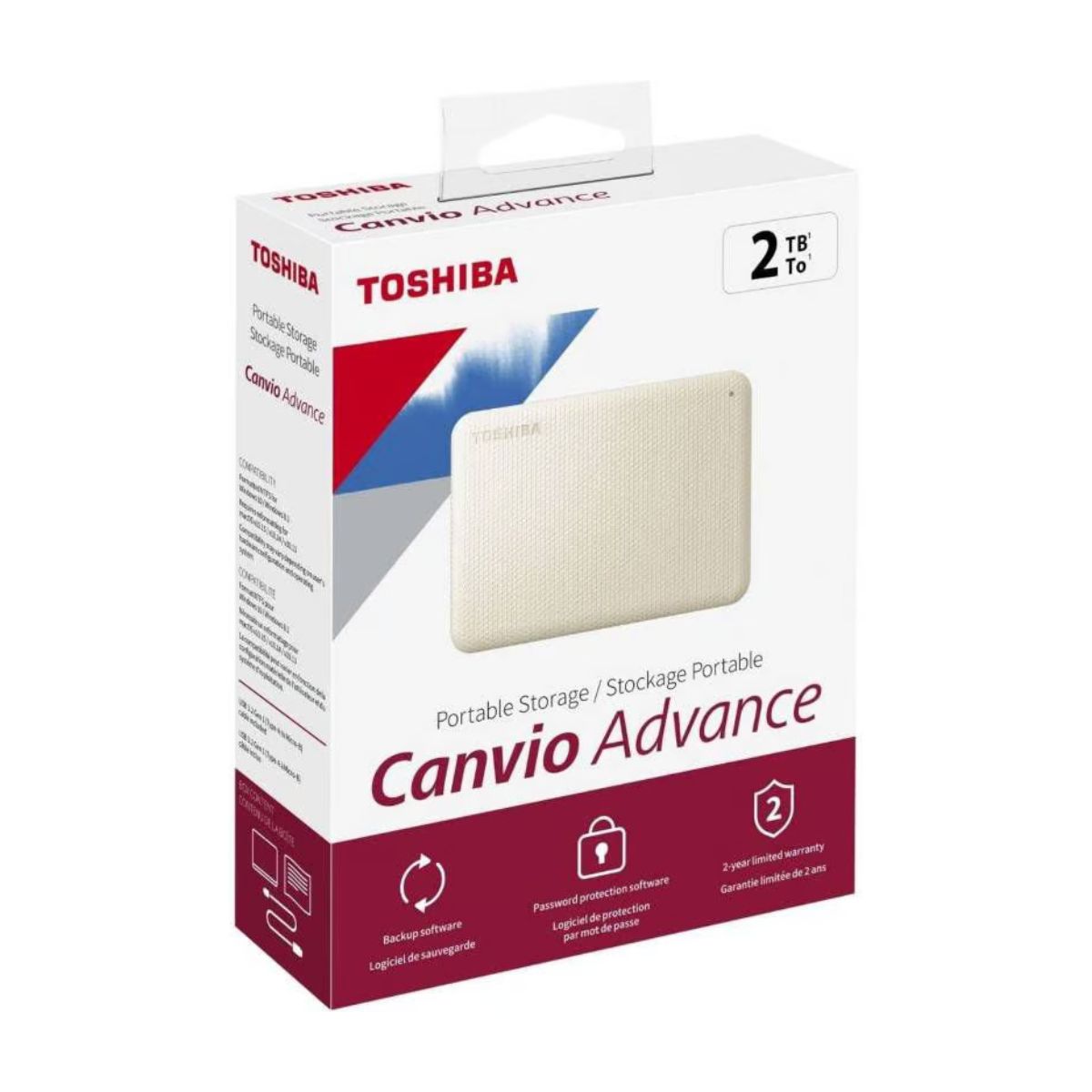 TOSHIBA - Disco Duro Externo Toshiba Canvio Advance 2TB - Blanco - Portátil