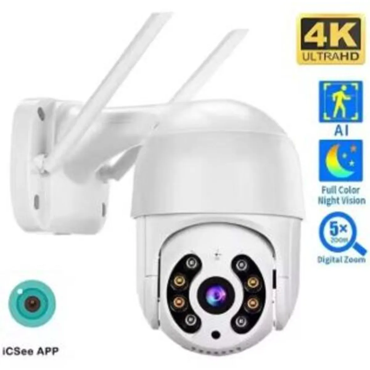 GENERICO - CAMARA WIFI GIRATORIA ICSEE 4MP ULTRA HD EXTERIOR-INTERIOR