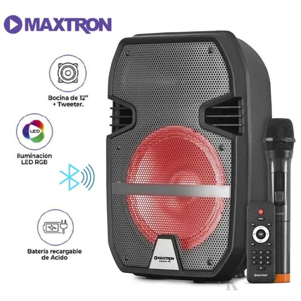 MAXTRON - PARLANTE BLUETOOTH MAXTRON PORTATIL MX323AC + MICROFONO INALAMBRICO
