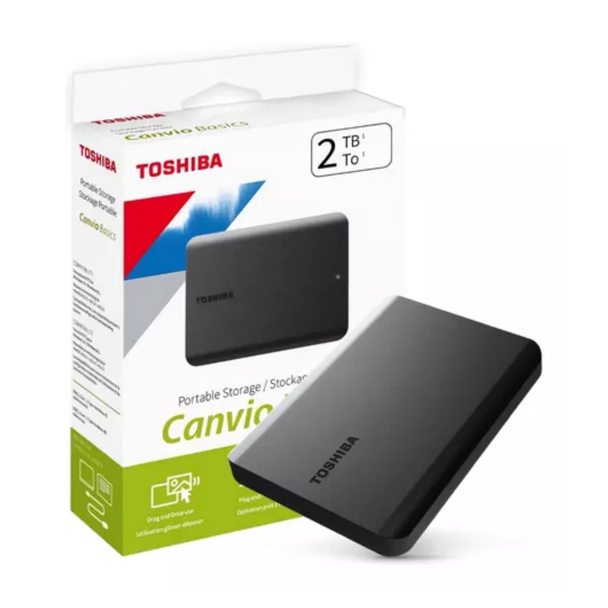 TOSHIBA - Disco Duro Externo Toshiba Canvio Basics 2TB - Negro Mate - Portátil