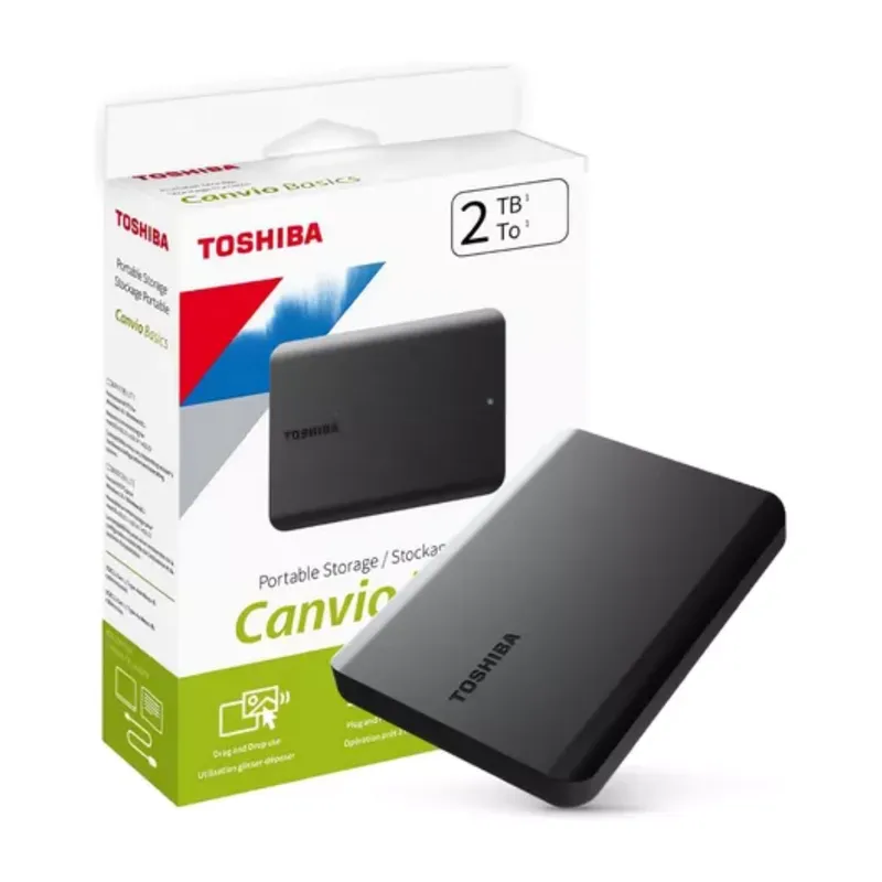 TOSHIBA - Disco Duro Externo Toshiba Canvio Basics 2TB - Negro Mate - Portátil
