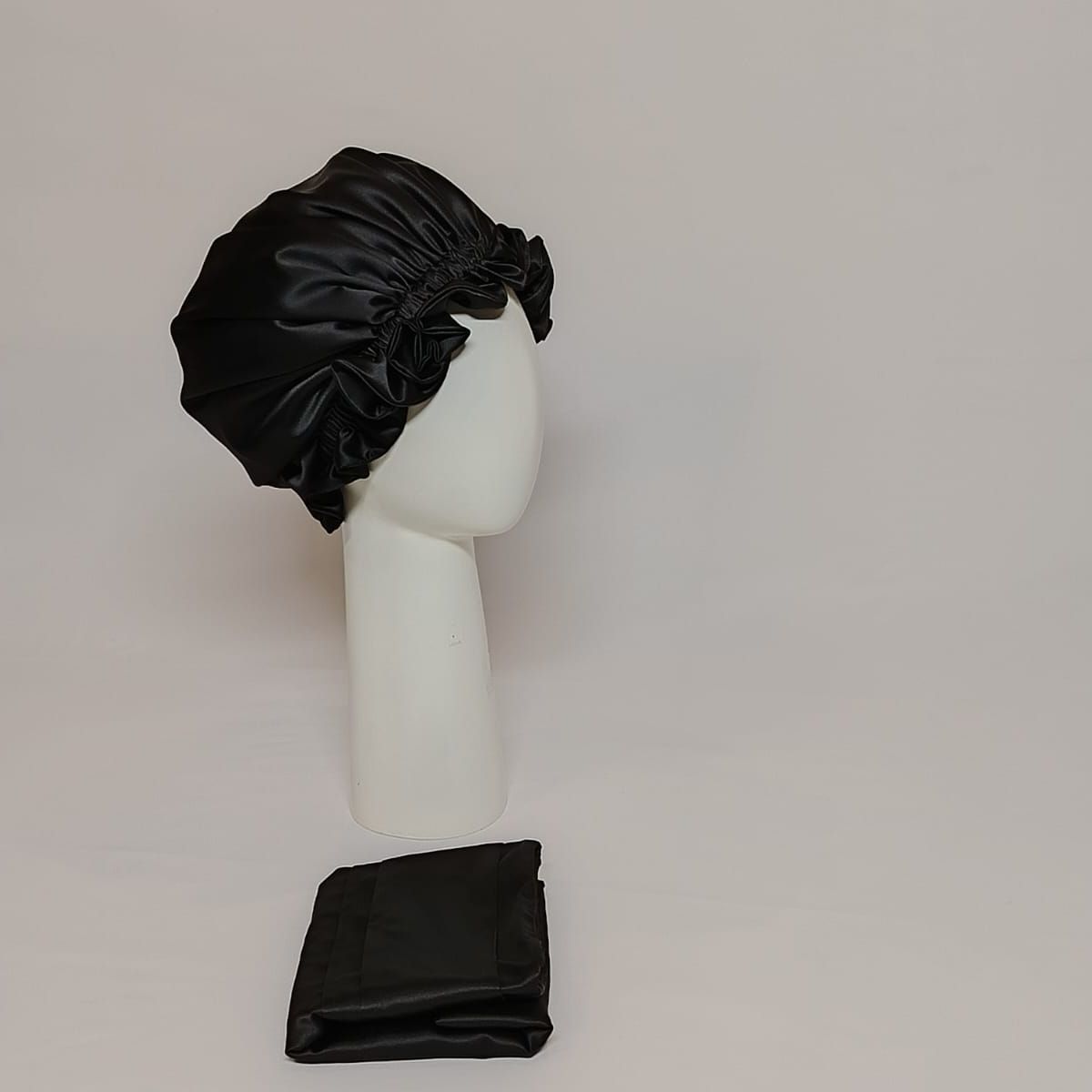 GENERICO - GORRO PARA DORMIR DE SEDA POR LOS DOS LADOS NEGRO + FUNDA DE ALMOHADA