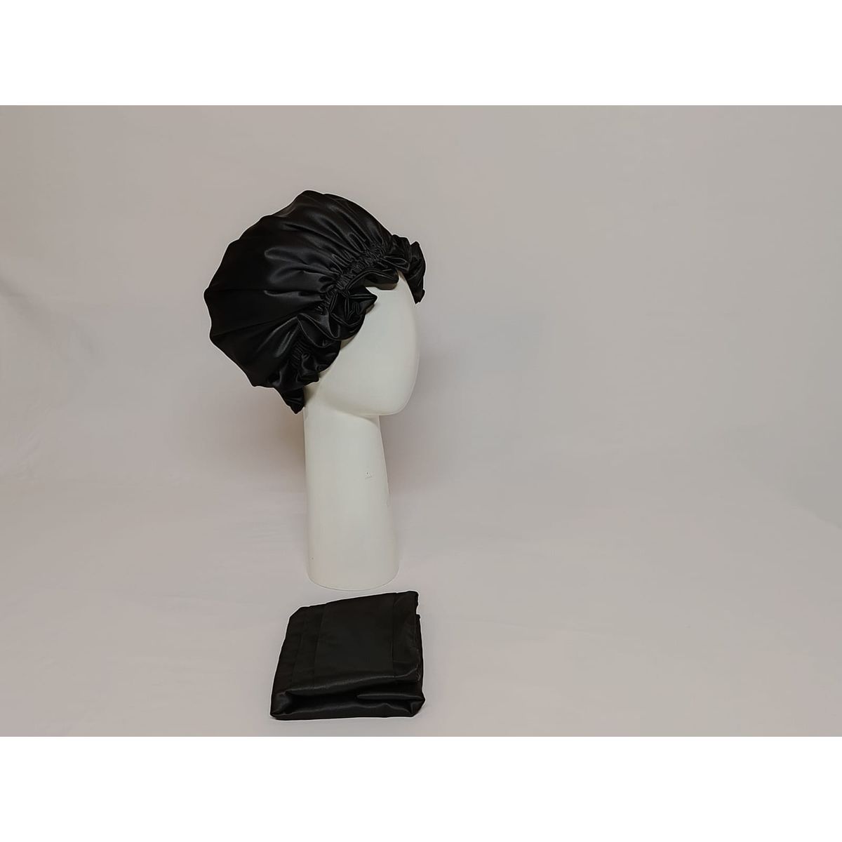 GENERICO - GORRO PARA DORMIR DE SEDA POR LOS DOS LADOS NEGRO + FUNDA DE ALMOHADA